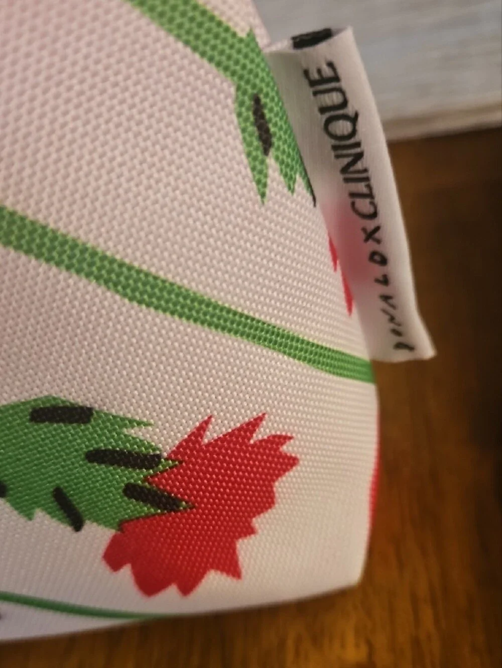 3 for $10 Clinique Pink Floral Zip Cosmetic Pouch with Green Stems